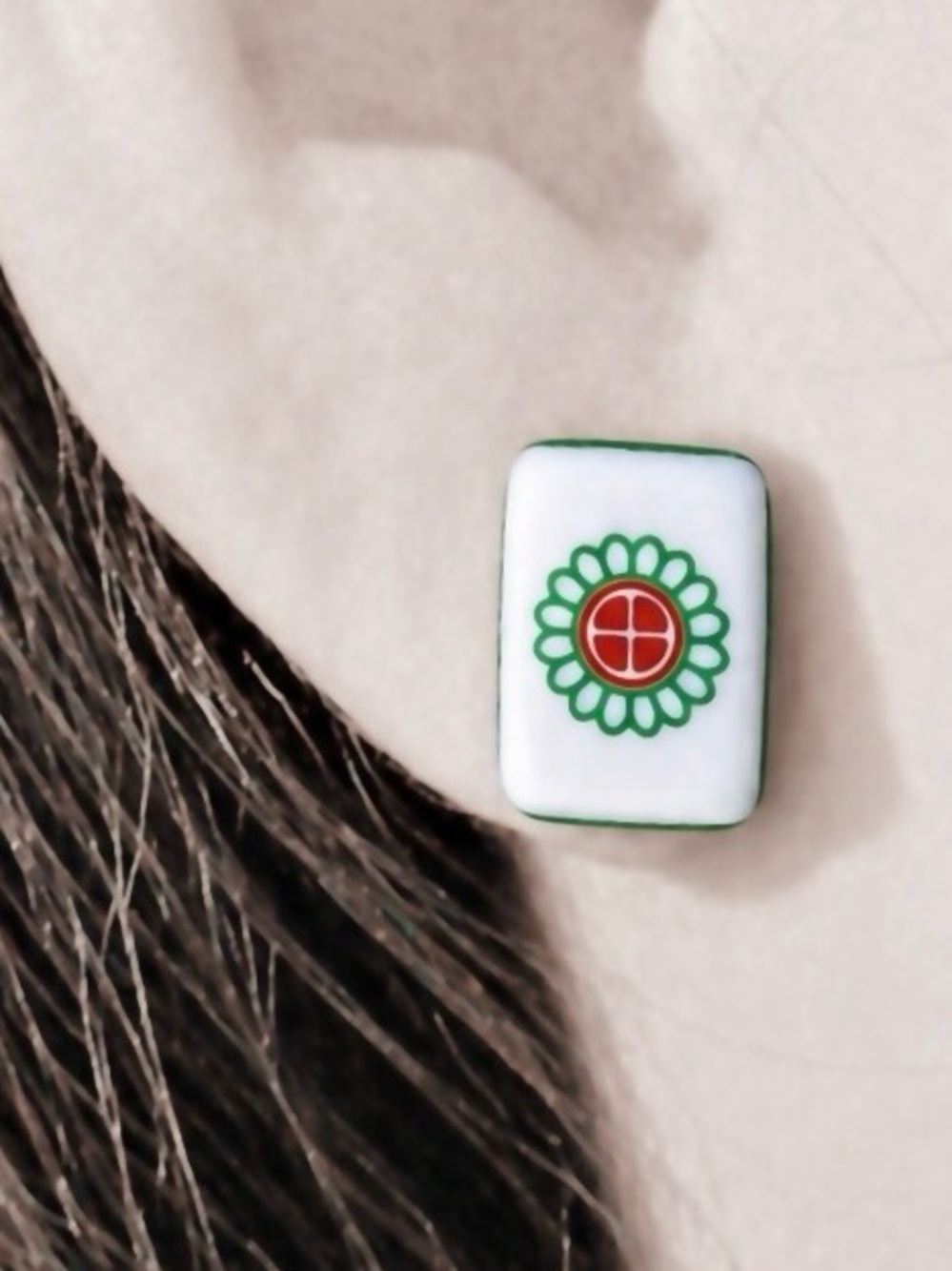 “Mahjong Tile” Green Red Dot Wheel Asian China Chinese Strategy Puzzle Game Stud